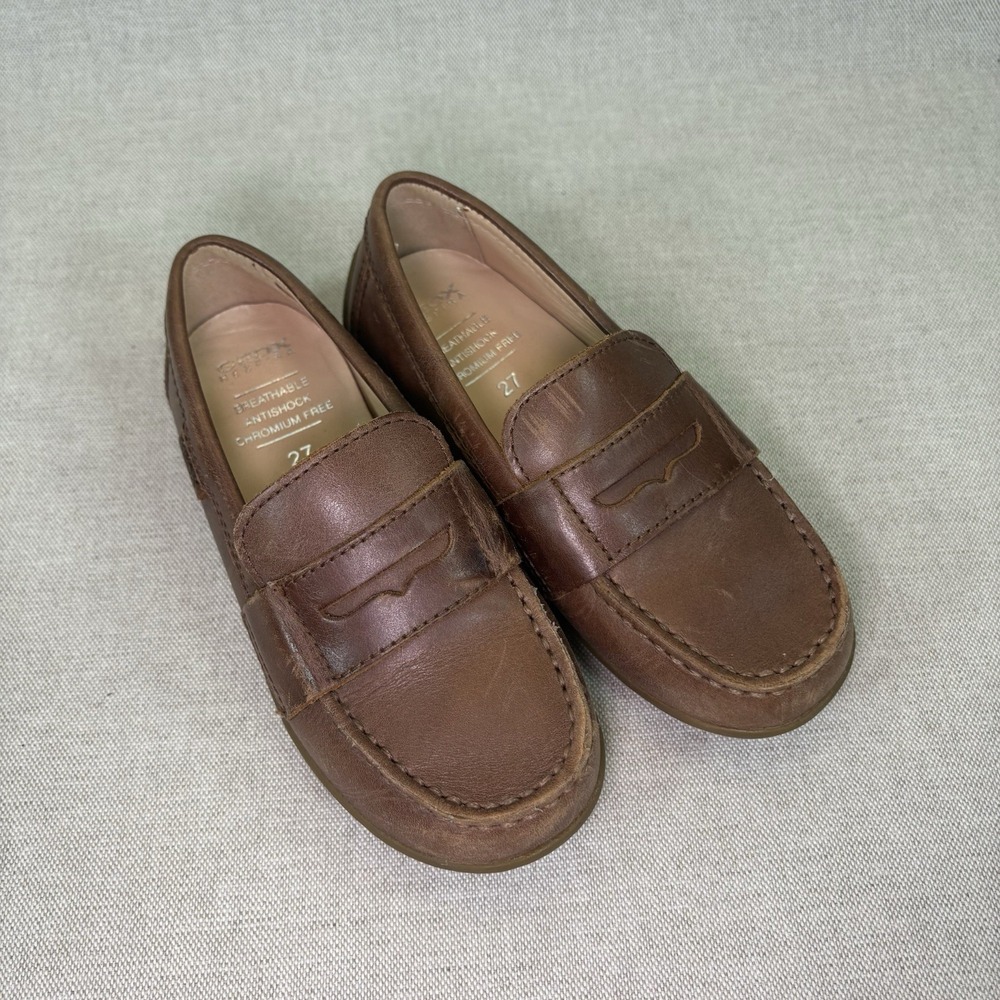 Geox "New Fast" Boys Dress Shoes Brown Penny Loafers Size‎ 10.5 US EU 27